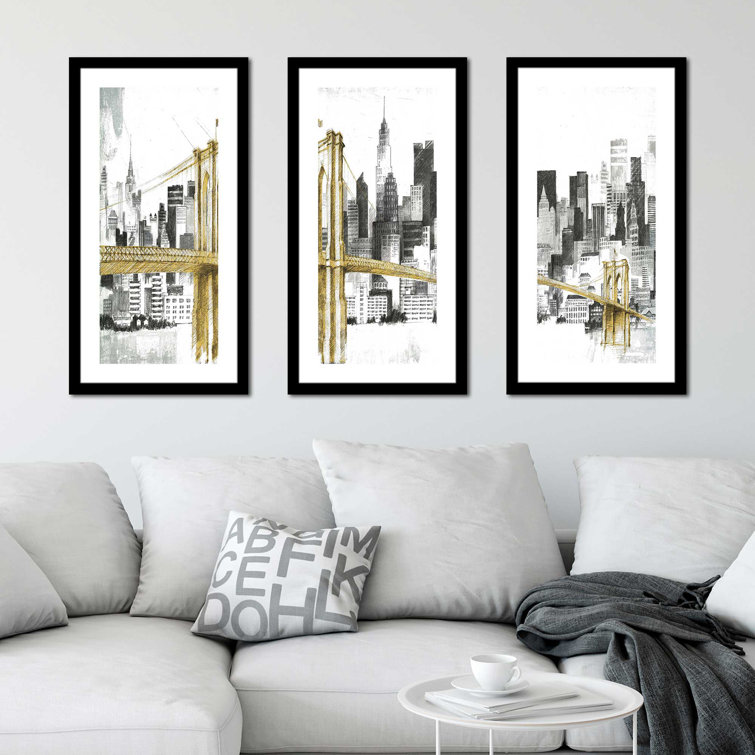 Wildon Home® ALU-0696_3ALU New York Skyline I Yellow Bridge Framed